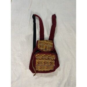Vintage 90s Ixchel Patchwork Corduroy Padded Tube Sling Bag Glass Smoking Stash
